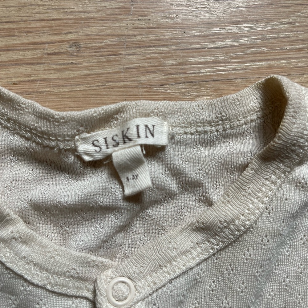 SISKIN (MamaOwl) Silk/Wool Pointelle Long Onesie